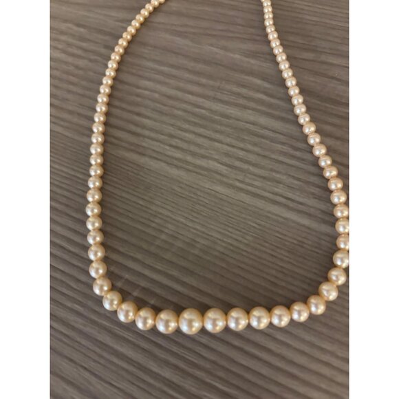 Marvella Faux Pearl Necklace With Gold-Tone Clasp & Tag Vintage Beaded Jewelry - Picture 9 of 11